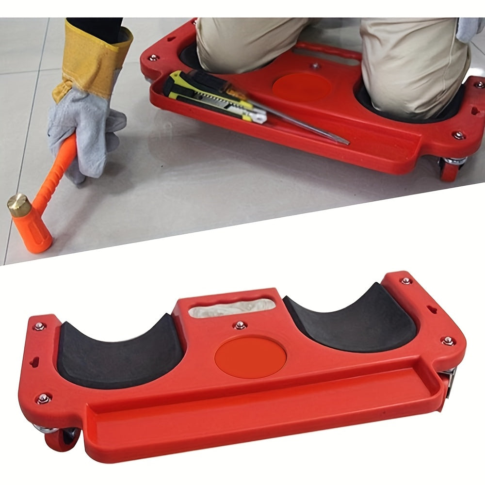 Multi-Functional ABS Rolling Knee Pad Platform with Built-in Tool Tray - Comfortable Kneeling Mat for Technicians, Carpenters, Flooring Installation, and Auto Repair