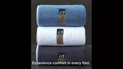 9pcs Large Size Three Colors Super Soft Super Absorbent Bath Towel Set, Blue, White, Gray Composition, Exquisite and Durable, Not Shedding, 5-Star Standard