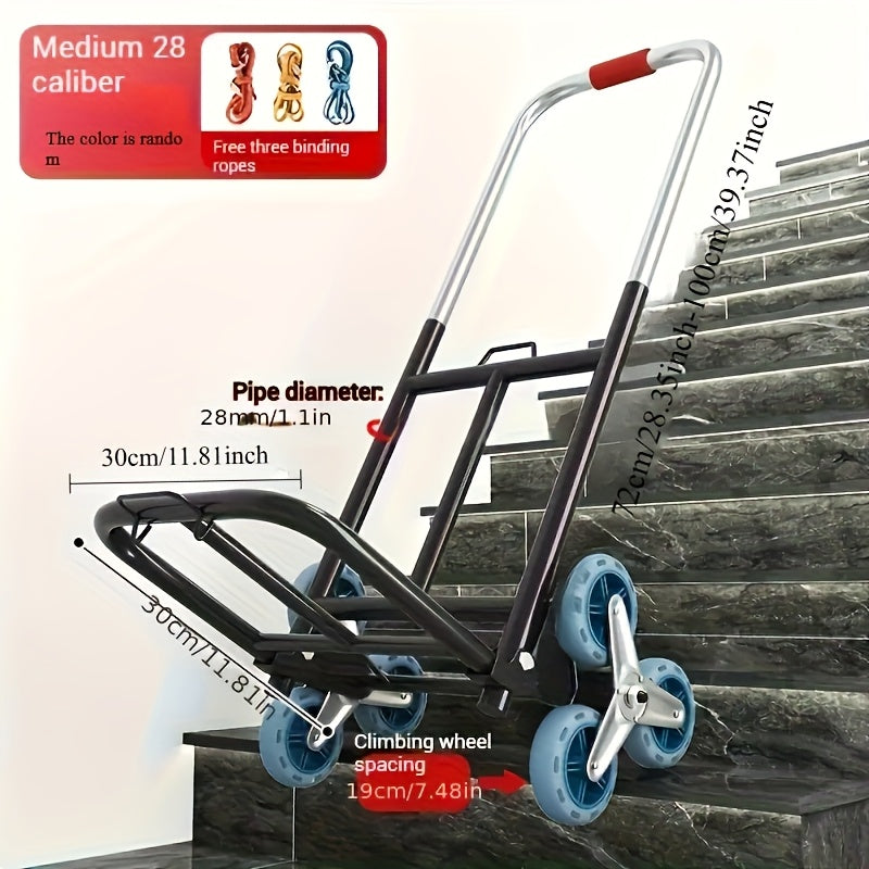 1pc Heavy-Duty Folding Hand Truck with Stair-Climbing Wheels, Compact Folding Cart, Heavy Load Capacity, for Home, Warehouse, Grocery Shopping, Moving - Space-Saving Design