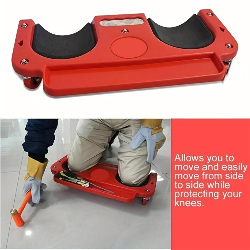 Multi-Functional ABS Rolling Knee Pad Platform with Built-in Tool Tray - Comfortable Kneeling Mat for Technicians, Carpenters, Flooring Installation, and Auto Repair