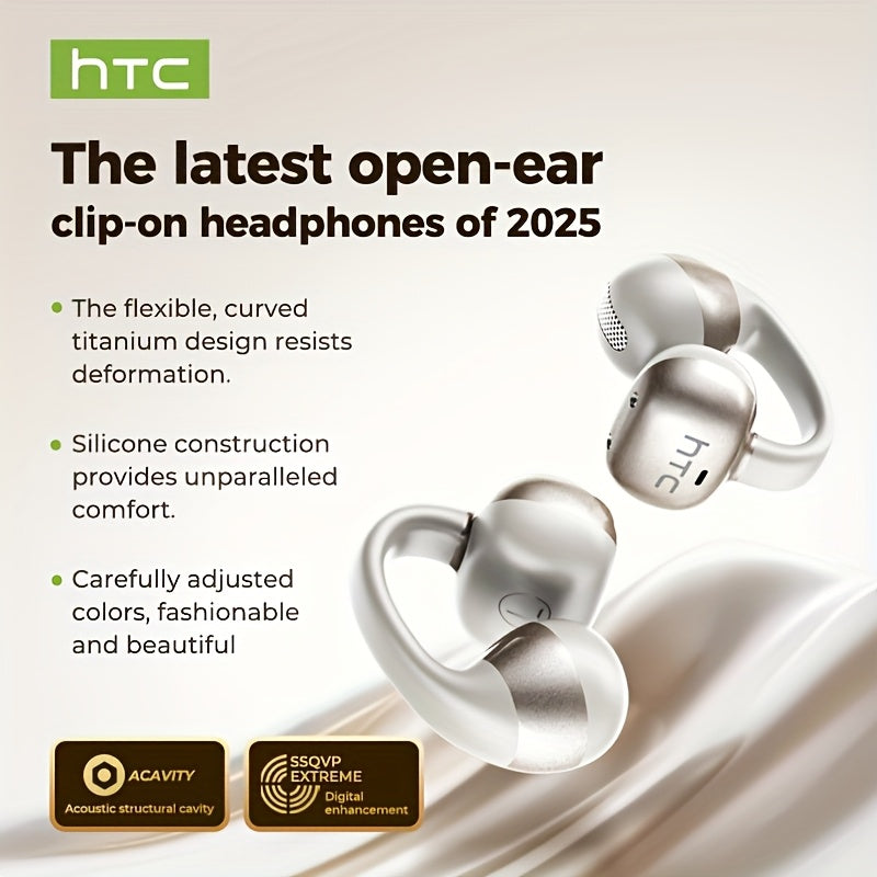 HTC NE56 Wireless Earbuds with 6.0 Low-Latency HD Voice, Noise Cancellation, Built-in Microphone, USB Rechargeable, Compatible with iOS & Android, Portable & Comfortable Design