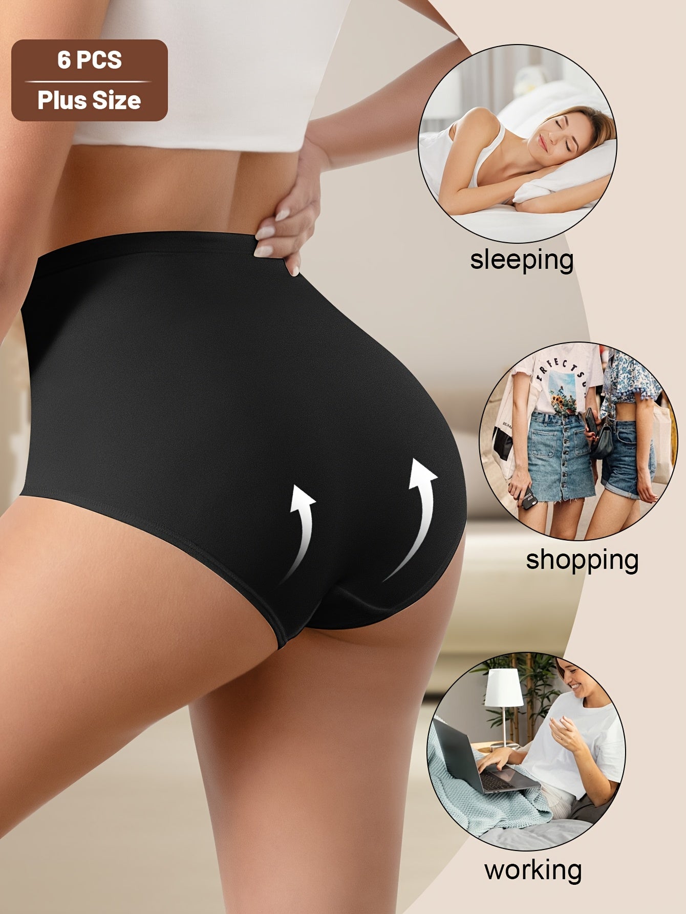 MIOTAN Women's High-Waisted Underwear - 6-Pack Tummy Control Panties, Non-Slip Waistband, Breathable Everyday & Special Occasion, Soft Postpartum Shapewear (Black/ Navy/ Purple/) - Elegant Seamless for, Formal, Casual Outfits