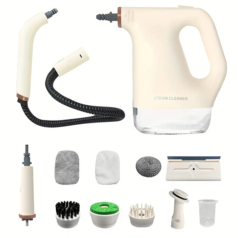 Portable high power handheld steam cleaner, 1300W adjustable temperature and pressure - capacity, maximum temperature 100°C, wide range of cleaning accessories, kitchen, bathroom, furniture and car multi-functional cleaning