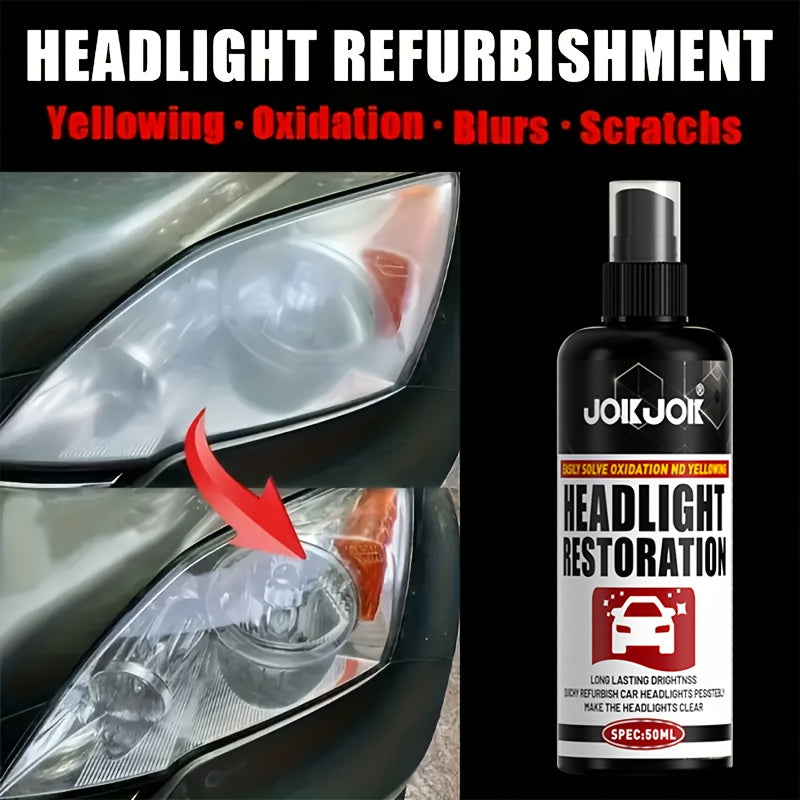50ml Ceramic Headlight Restoration Spray, Premium Car Headlight Repair Tool - Remove Yellowing and Oxidation, Restore Clarity, Long-lasting Light Coating Protective Spray