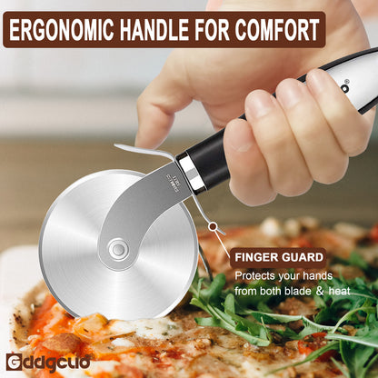 GDDGCUO Stainless Steel Pizza Cutter - Durable 430 Grade, Non-Slip Handle, Perfect for Even Slices, Ideal Baking Tool for Home and Professional Use, Pizza Slicing Tool | Ergonomic Handle | Durable Cutting Edge, Pizza Cutter