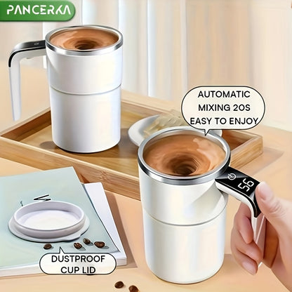 Smart USB-Powered Self-Stirring Coffee Mug with Temperature Display - Stainless Steel, Portable & Easy to Clean - Perfect for Home, Office, Travel & Car Use