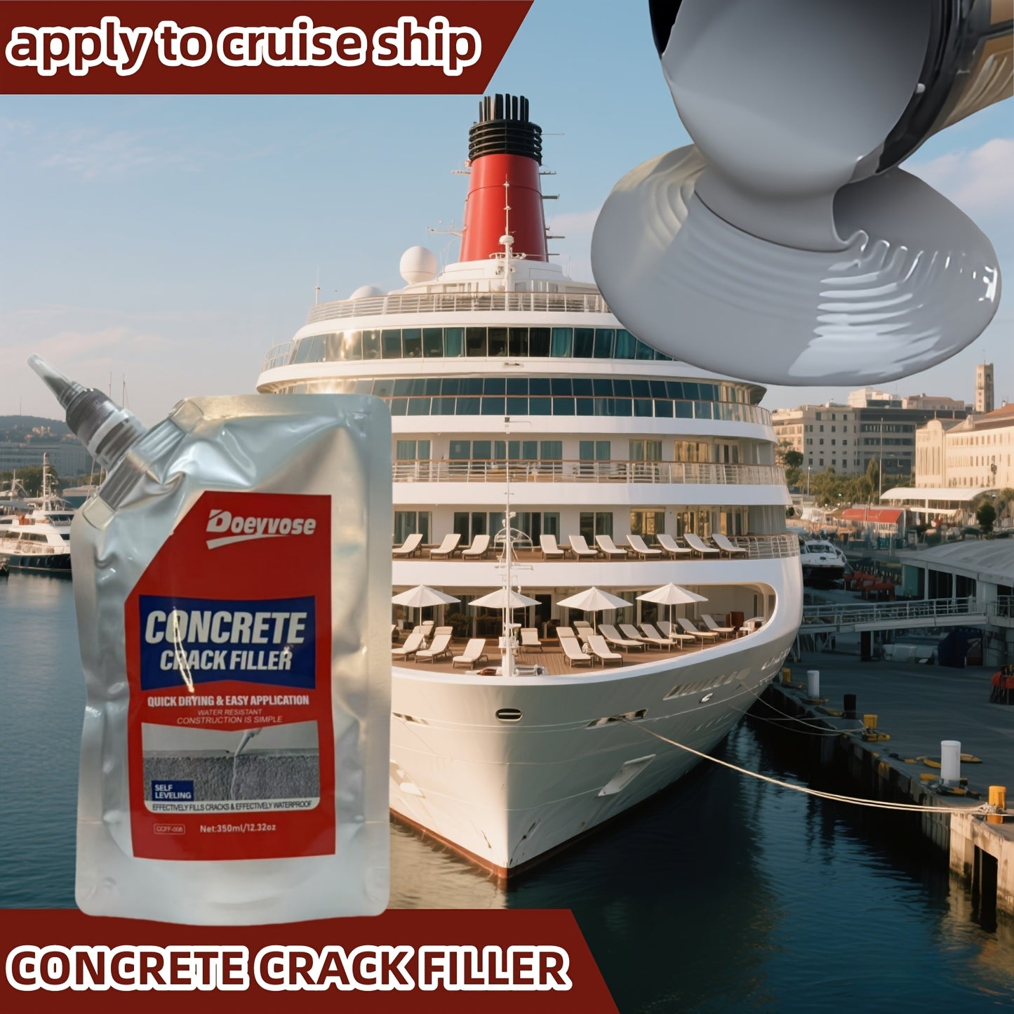 Marine Waterproof Coating for Repairing Concrete Cracks And Patches. It Dries Quickly, Is User-Friendly, And Durable, Making It Ideal for Boat Repairs And Waterproofing. Compatible Tools Are Available for Easy Application, wi