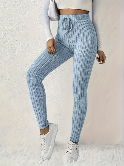 4pcs Women'S High-Waisted Leggings - Sexy Ribbed Design, Stretchy & Comfortable, Solid Colors (Black, Green, Purple, Beige) for Fall/Winter, Perfect for Running & Casual Wear, High Waisted Leggings