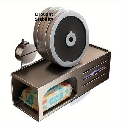 CYCY Wall-Mounted Bathroom Tissue Box Holder with Suction Cup Installation - Space-Saving Square Design, Durable Carbon Steel, Holds Multiple Rolls, Ideal for Toilet Paper & Face Towels, Modern Minimalist Style, Toilet Paper