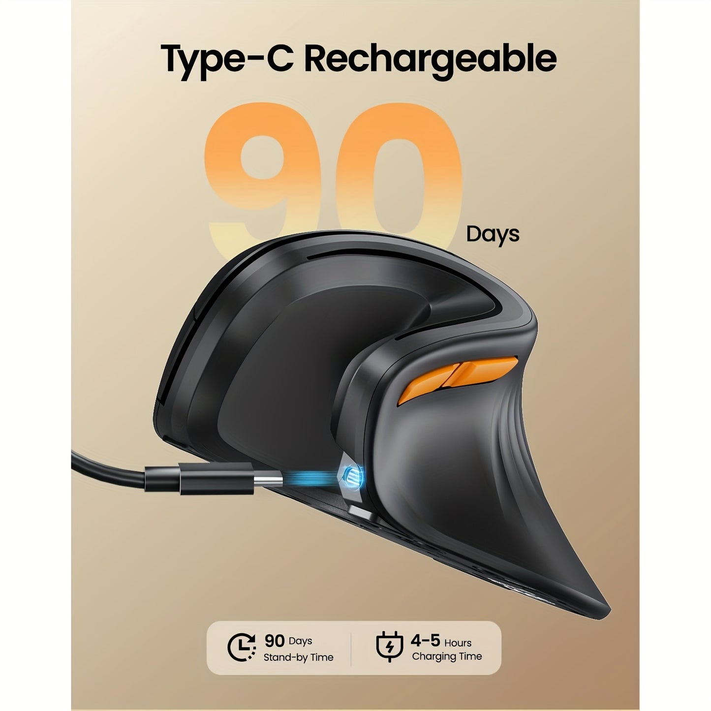 Ergonomic Vertical Mouse, BT Rechargeable Mouse Wireless, Ergo Mouse With 3 Multi-Device For PC/Notebook/Laptop, 2.4GHz Optical Mouse For Windows, Mac OS