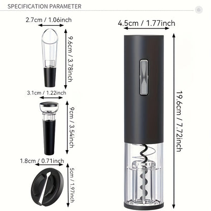 USB Rechargeable Wine Bottle Opener Set | Fully Automatic Spiral Corkscrew + Foil Cutter + Vacuum Stopper + Pourer | Quick Cork Removal Without Jamming | Recommended for Home Parties | Compatible with Wine/Champagne/Soda | Ki