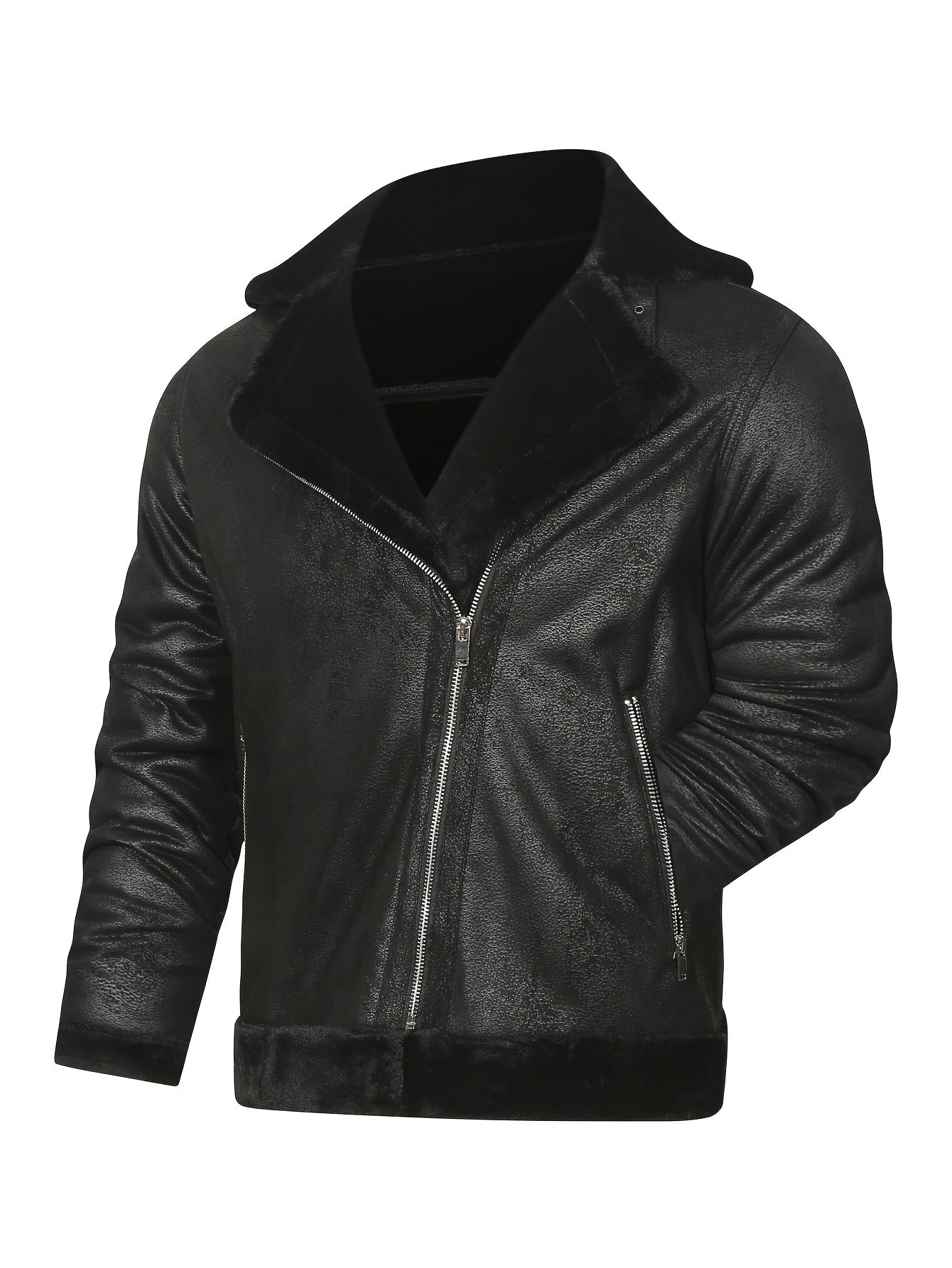 Men's Pu Jacket, Chic Faux Leather Jacket For Fall Winter