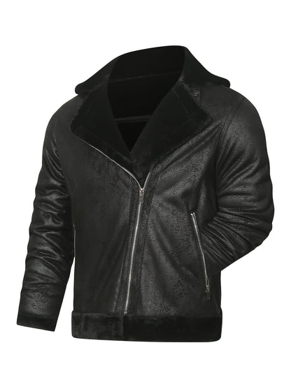 Men's Pu Jacket, Chic Faux Leather Jacket For Fall Winter