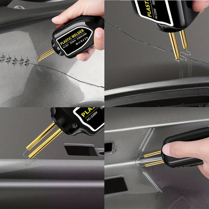 Hot Stapler Mini Plastic Welding Machine Plastic Repair Welder Kit, Car Bumper Repair Kit With 400Pcs/800Pcs Flat/Wave/Outside Inside Corner Hot Staples For Repairing Crack Broken Plastic 220V EU PLUG