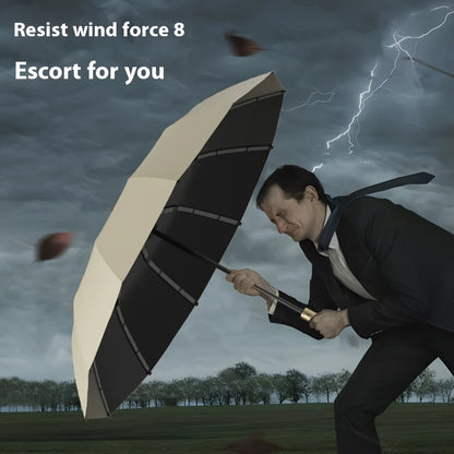 Automatic Open/Close Heavy-Duty 12-Rib Windproof Umbrella with Solid Wood Handle (Birch/Beech) - Large Canopy All-Weather Windproof & Folding Umbrella for Men &, Business, Travel - Automatic Solid Color (Maroon/Black/Navy