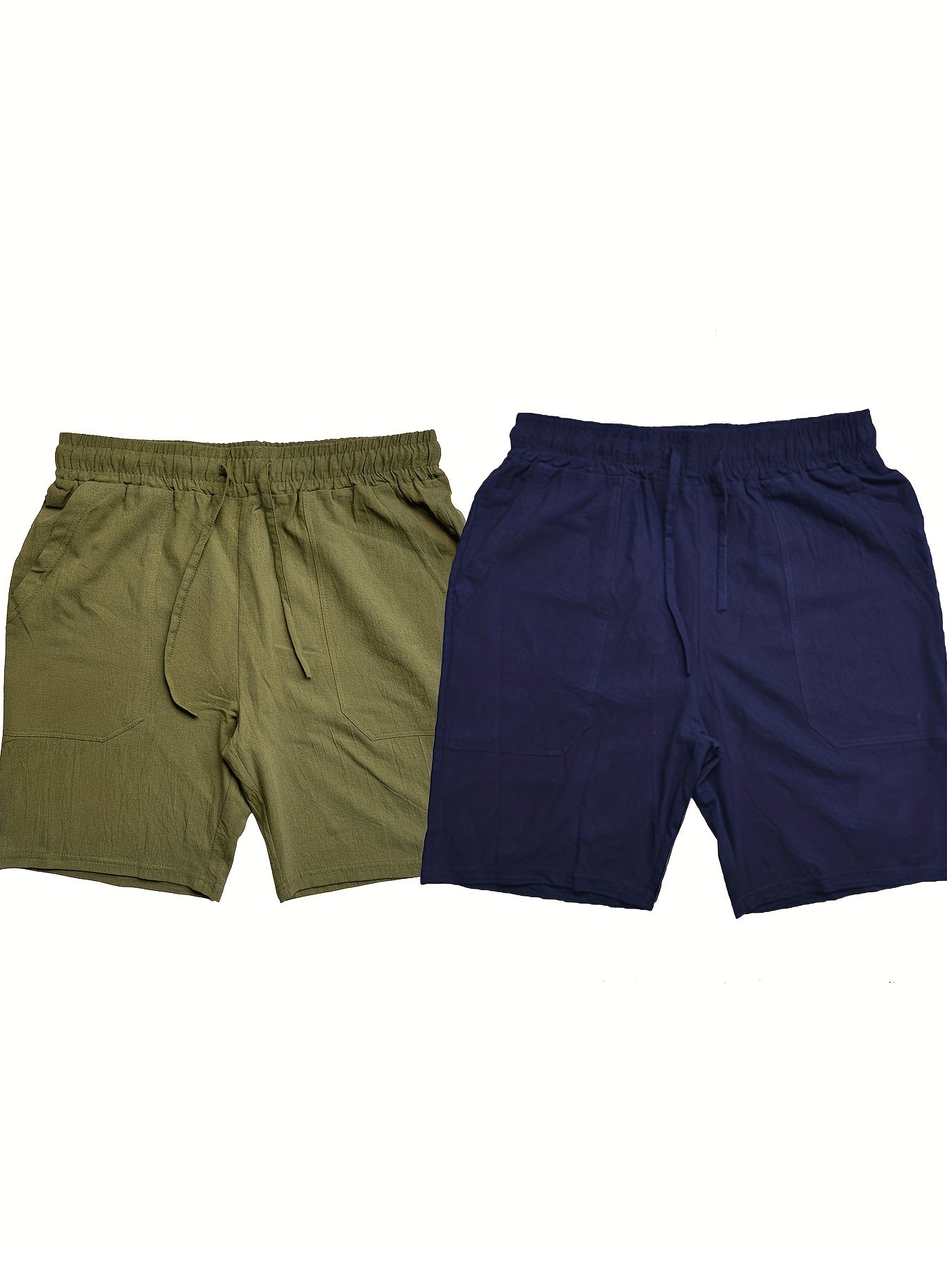 2pcs Men's Casual Shorts - Regular Fit with Pockets, Solid Color (Black & Beige), Breathable Fabric for Summer, Beach & Casual Attire, Warm Weather Clothing, Timeless Style, Lightweight Material, Summer Wardrobe