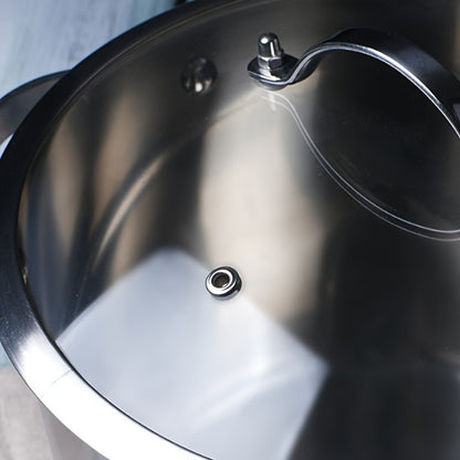 PureCook IH Stainless Steel High Pot 6/15L with Double Handle and Tempered Glass Lid - Suitable for Stew, Soup & Induction Cooking - Durable Food Grade, Even Heating, Thick Material, Non-Toxic, Cool Touch Handle, Perfect Kitc