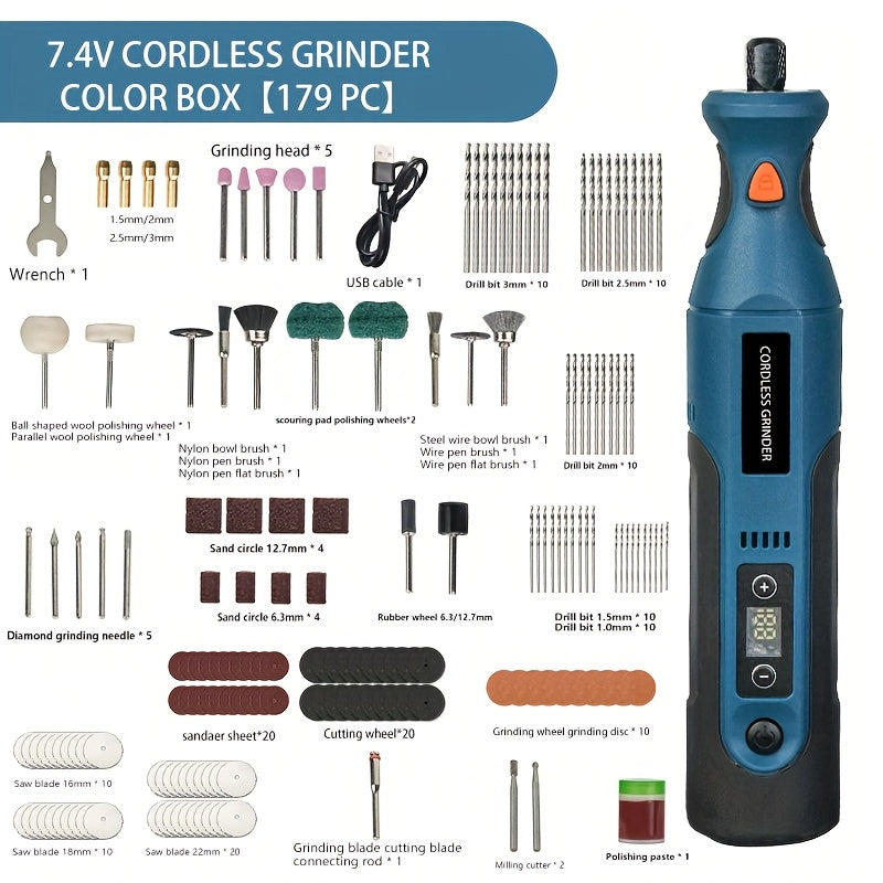 Polidora elétrica recarregável, rebarbadora de alta potência 7,4 V, ferramenta rotativa sem fios com bateria, caneta de entalhe com velocidade ajustável para entalhar e polir madeira, presente de Natal perfeito para amigos e familiares.