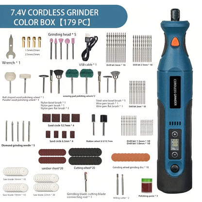 Polidora elétrica recarregável, rebarbadora de alta potência 7,4 V, ferramenta rotativa sem fios com bateria, caneta de entalhe com velocidade ajustável para entalhar e polir madeira, presente de Natal perfeito para amigos e familiares.