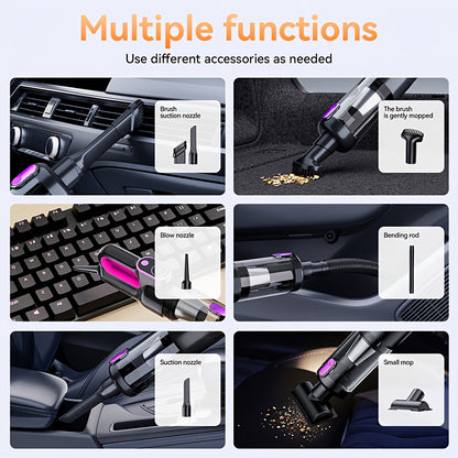 Wireless handheld vacuum cleaner for cars and homes, car-mounted 2-in-1 blower and suction cleaner, handheld type, high power, super strong suction, small and mini handheld car interior cleaner, wet and dry dual-purpose car v