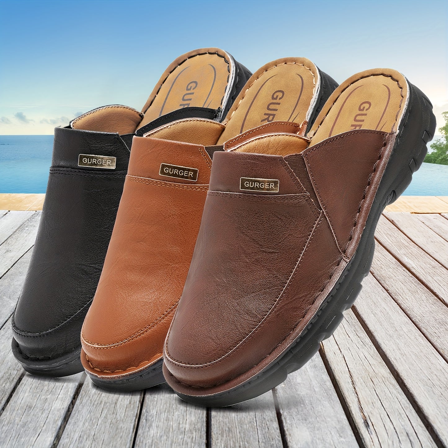 Men'S Mules & Clogs Summer Sandals, Closed-Toe, Breathable, Slip-On, Rubber Sole, for Beach, Garden & Outdoor Activities