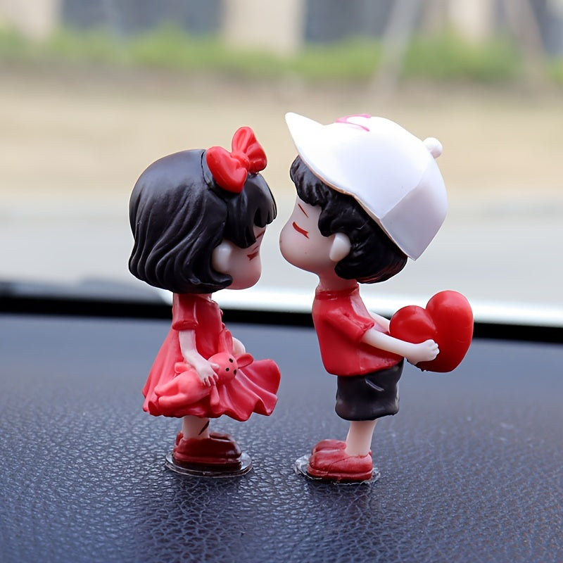 Cute Ornaments Couple Action Figurines Balloons Ornaments For Car Dashboard Decoration