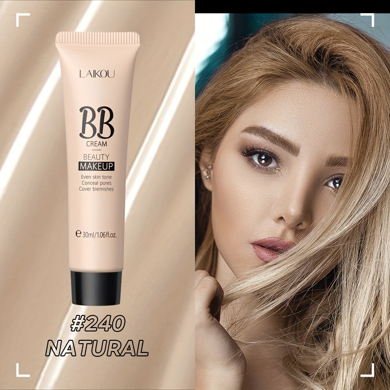 LAIKOU Waterproof BB Cream Full Coverage Concealer, Natural/Ivory/Tan 30ml, Long Lasting Foundation Make Up, Oil Control, Even Skin Tone, Hide Pores