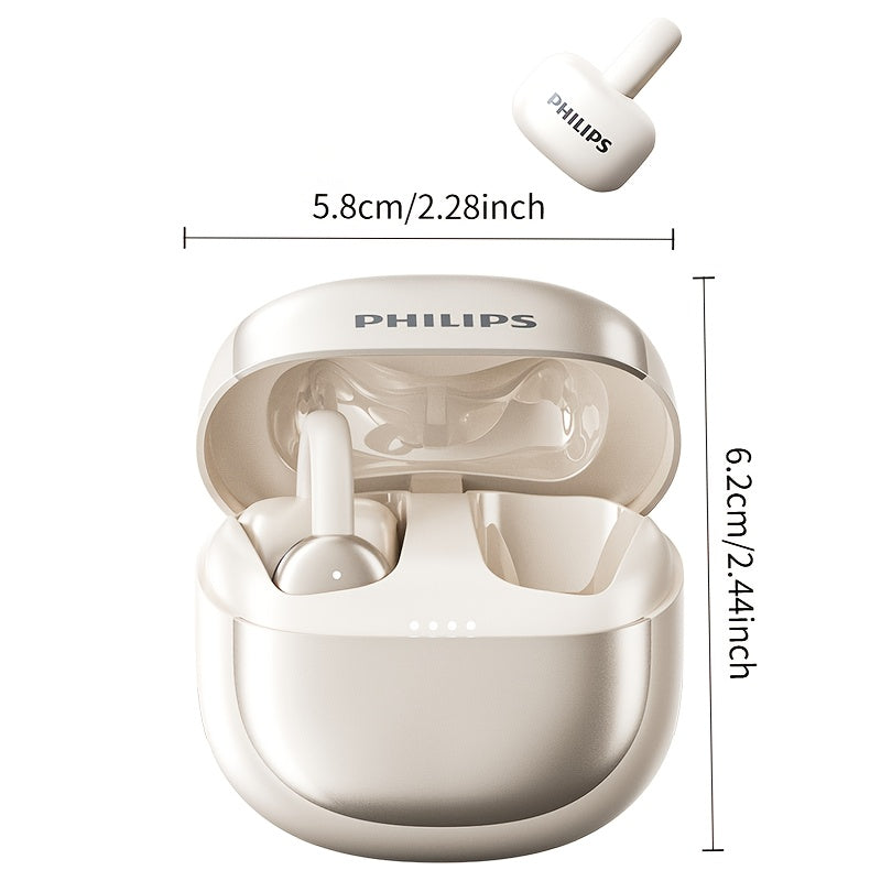 Philips True Wireless Bluetooth Headphones, Open Wireless Earbuds, Ear Clip Wireless Earbuds, for iPhone and Android, Comfortable to Wear, Bluetooth 5.4, 46 Hours of Playtime, Stereo Bass, LED Battery Display, ENC Dual Noise