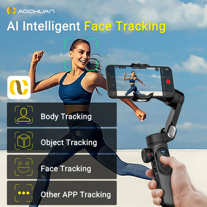 AOCHUAN Xpro Gimbal Stabilizer Dimensional Stability Anti-shake Can Be Handheld Desktop Tripod Reverse Charging Photography Mode with Fill Light LED Display Remote Control Face Follow Body Follow Gesture Control Self-timer VL