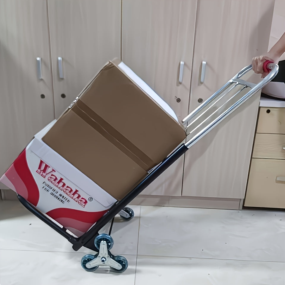 1pc Heavy-Duty Folding Hand Truck with Stair-Climbing Wheels, Compact Folding Cart, Heavy Load Capacity, for Home, Warehouse, Grocery Shopping, Moving - Space-Saving Design