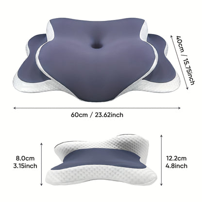 Almofada ergonómica em forma de borboleta em roxo - Tecido de malha respirável, ideal para quem dorme de lado, de costas e de barriga para baixo, oferece suporte para o pescoço e é o presente perfeito para pessoas de meia-idade.