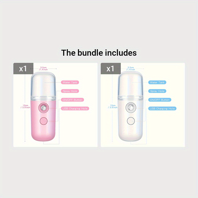 Cloud Prime Portable Mini USB Rechargeable Mist 30ml - Long-Lasting Battery, Formaldehyde-Free, 3 Colors (White/Pink/Red) with Ergonomic Design for Face & Body Hydration, Travel-Friendly Skincare Tool, Sleek Cylindrical Desig