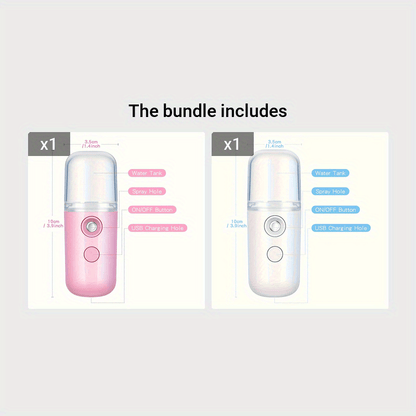 Cloud Prime Portable Mini USB Rechargeable Mist 30ml - Long-Lasting Battery, Formaldehyde-Free, 3 Colors (White/Pink/Red) with Ergonomic Design for Face & Body Hydration, Travel-Friendly Skincare Tool, Sleek Cylindrical Desig