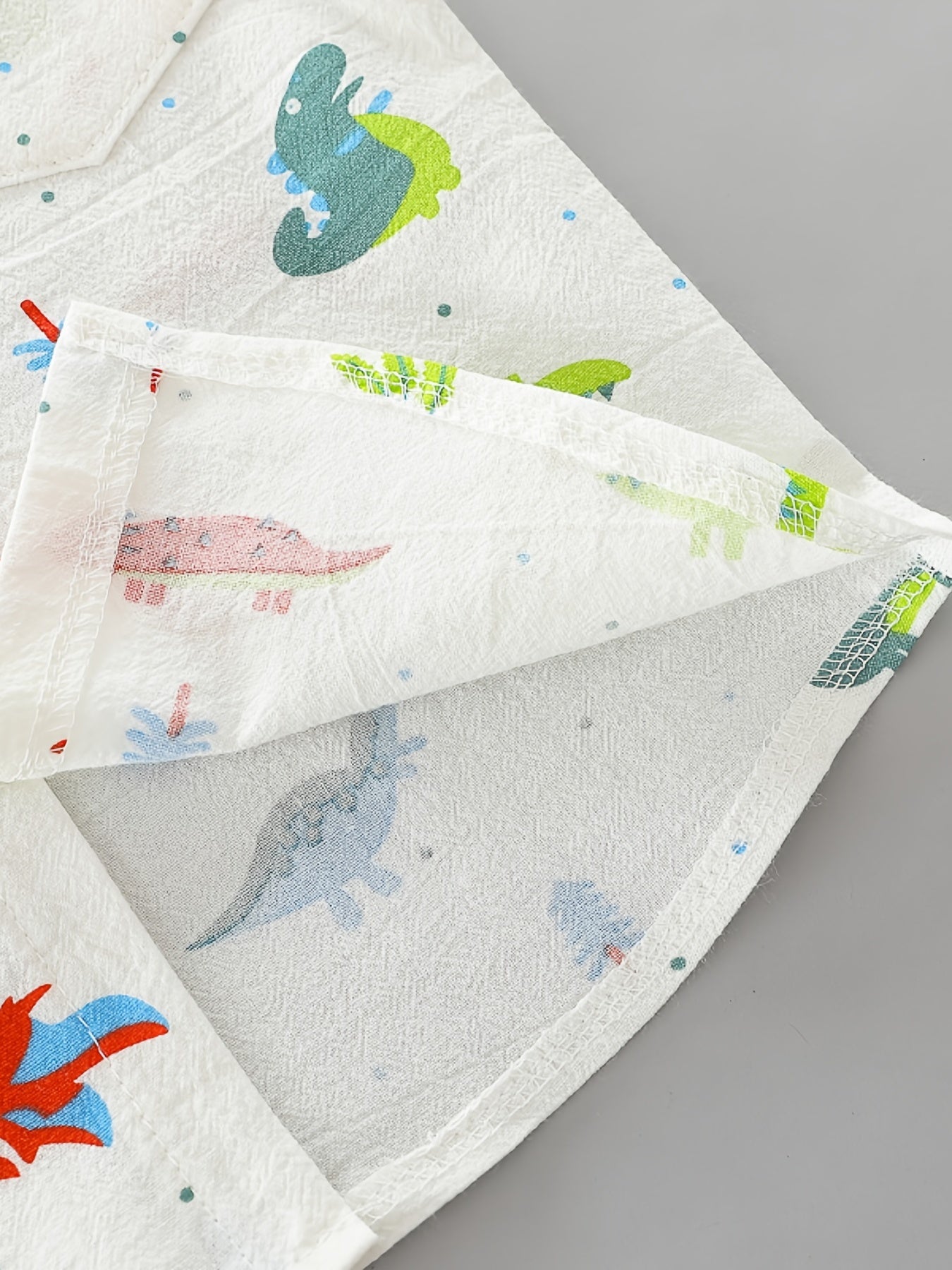 2pcs Baby Boys Dinosaur Print Button Short Sleeve Shirt Top & Elastic Waist Shorts Set Toddler Summer Clothes For Daily & Outdoor Wear