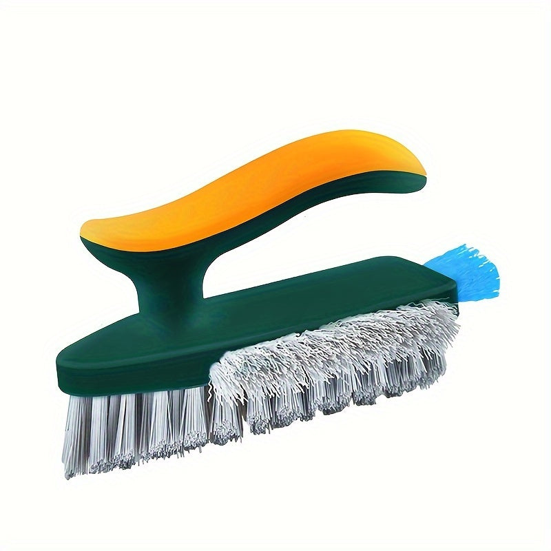 2-in-1 cleaning brush, multifunctional crevice brush, floor brush, floor brush, bathroom corner crevice, toilet cleaning brush, green/white, 1pc, with scraping strip, durable material, for household crevice cleaning