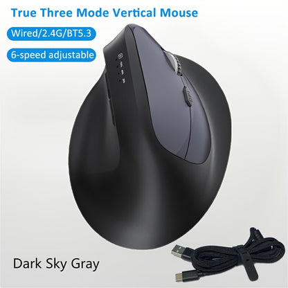 WOWSSYO Right-Handed Ergonomic Gaming Mouse - Wired + Wireless + BT Tri-Mode, 6-Speed Adjustable Optical, USB-C Rechargeable, Ergonomic Design for Laptop & Desktop Computers, Black/Red/Blue/Teal, Ergonomic Mouse, Computer Acc