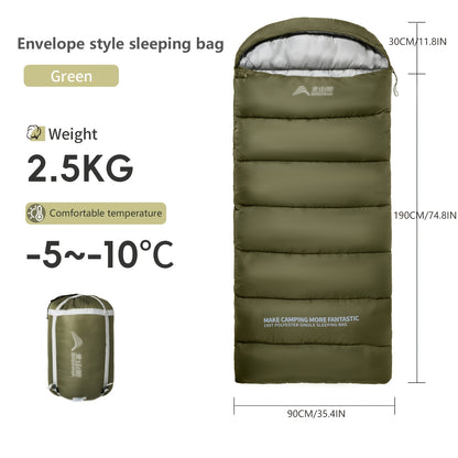 1-Person BISINNA Envelope-Style Sleeping Bag with Full-Zip Closure - Heavy-Duty Synthetic, Olive Green/Beige/Grey/White - Winter Warmth for Camping, Hiking & Backpacking - Portable Half-Zip Design Sleeping Pad Compatible Bag,