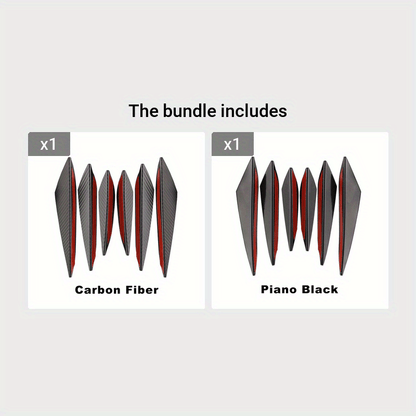 6pcs Racing carbon fiber pattern spoiler kit, car bumper collision protection paint rubber decoration
