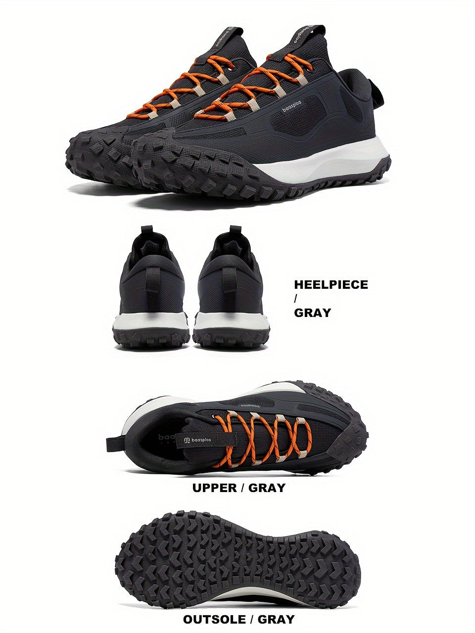 Sapatilhas de caminhada e trail para homem BAASPLOA para todas as estações - Sapatilhas casuais com atacadores, topo em tecido resistente, interior respirável, sola antiderrapante em MD, de cano baixo, ideal para as atividades de lazer diárias.