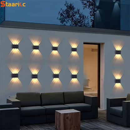 Staaricc 6/ 4/ 2pcs Solar Wall Light, Outdoor 6 LED Deck Lights, Wall Light, For Courtyard, Street, Fence, Garage, Garden Perfect Decoration