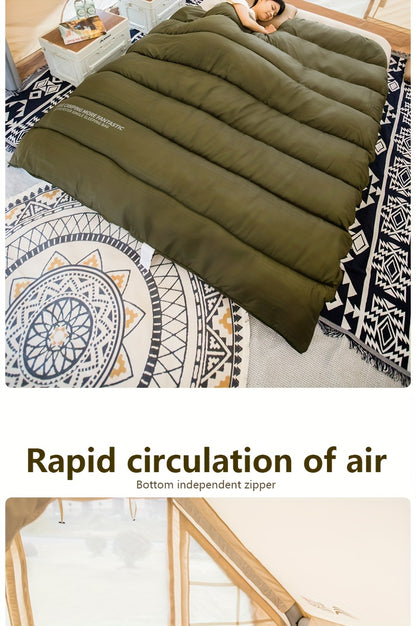 1-Person BISINNA Envelope-Style Sleeping Bag with Full-Zip Closure - Heavy-Duty Synthetic, Olive Green/Beige/Grey/White - Winter Warmth for Camping, Hiking & Backpacking - Portable Half-Zip Design Sleeping Pad Compatible Bag,