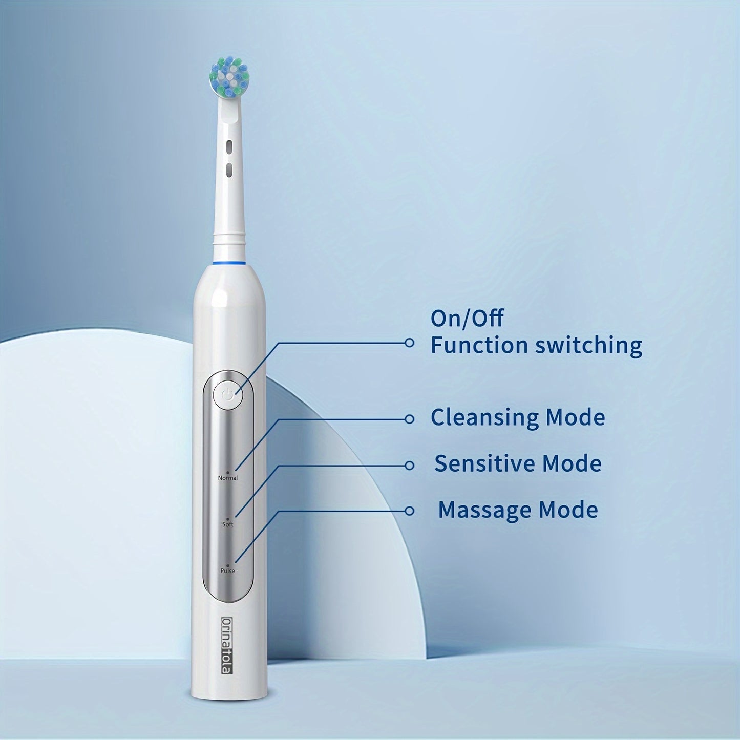 Orinatola Electric Toothbrush, Featuring 3 Rotating Cleaning Modes, 1 Travel Case, 2 Replacement Brush Heads, Induction Charging, Rating, Perfect As a Holiday Gift.