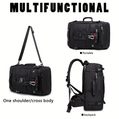 50L Large Capacity Convertible Backpack for Men - Black, Multi-Functional Hiking & Travel Bag with Laptop Compartment, Adjustable Straps, Durable Polyester Lining, Ideal for Outdoor Adventures, Sports, and Everyday Use, Trave