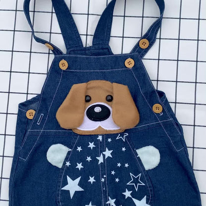 Baby Boys And Girls Cute Dog Pattern Overalls Shorts Clothes For Summer