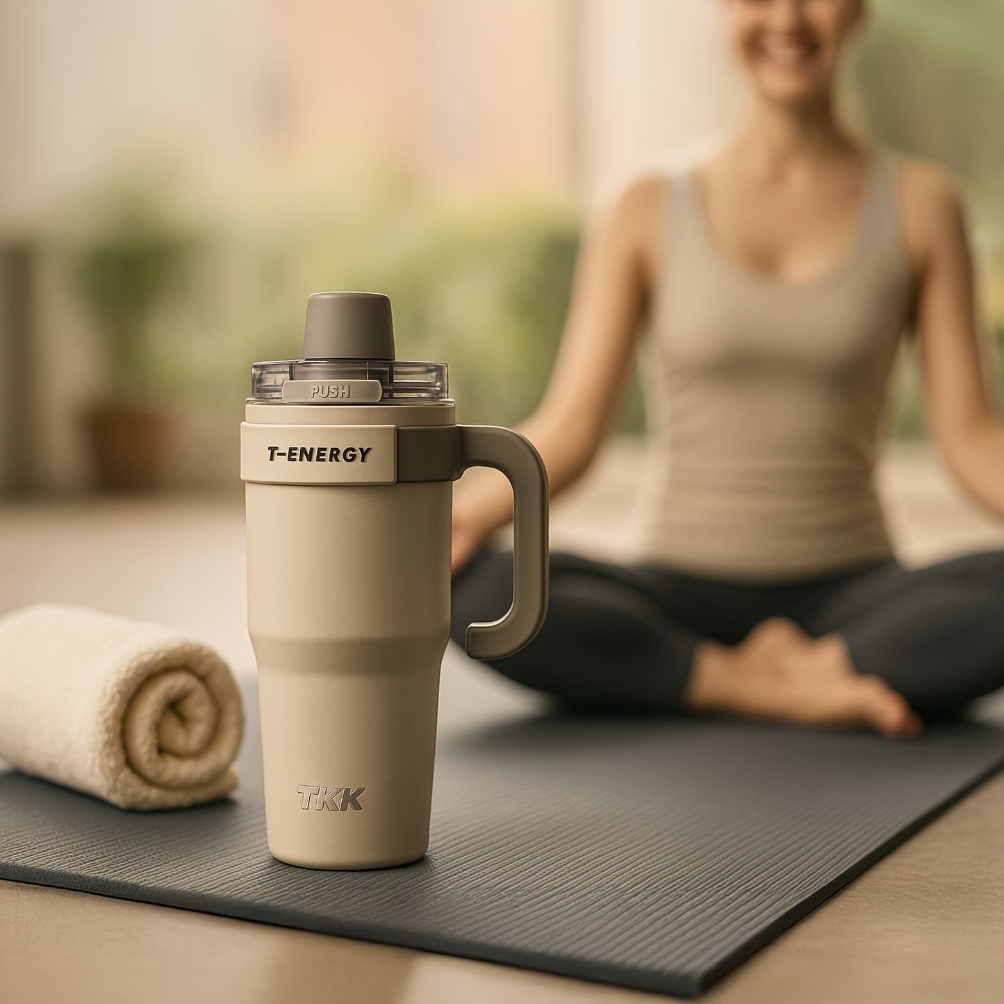 800ml/1200ml Large Capacity Ceramic Coating Liner Stainless Steel Cup Vacuum Keep Warm Cold Mug Cup with Straw Lid Handle for Coffee Coke Carbonated Beverages Ice Leakproof for School Office Outdoor Yoga sports, Travel Coffee