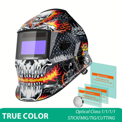ARCCAPTAIN Auto-Darkening Welding Helmet with -Free Large View Welding Hood Mask, True Color Vision & Shade 1-4 Adjustment, CE, Compatible with Welding Machines (Professional Welder's Mask)