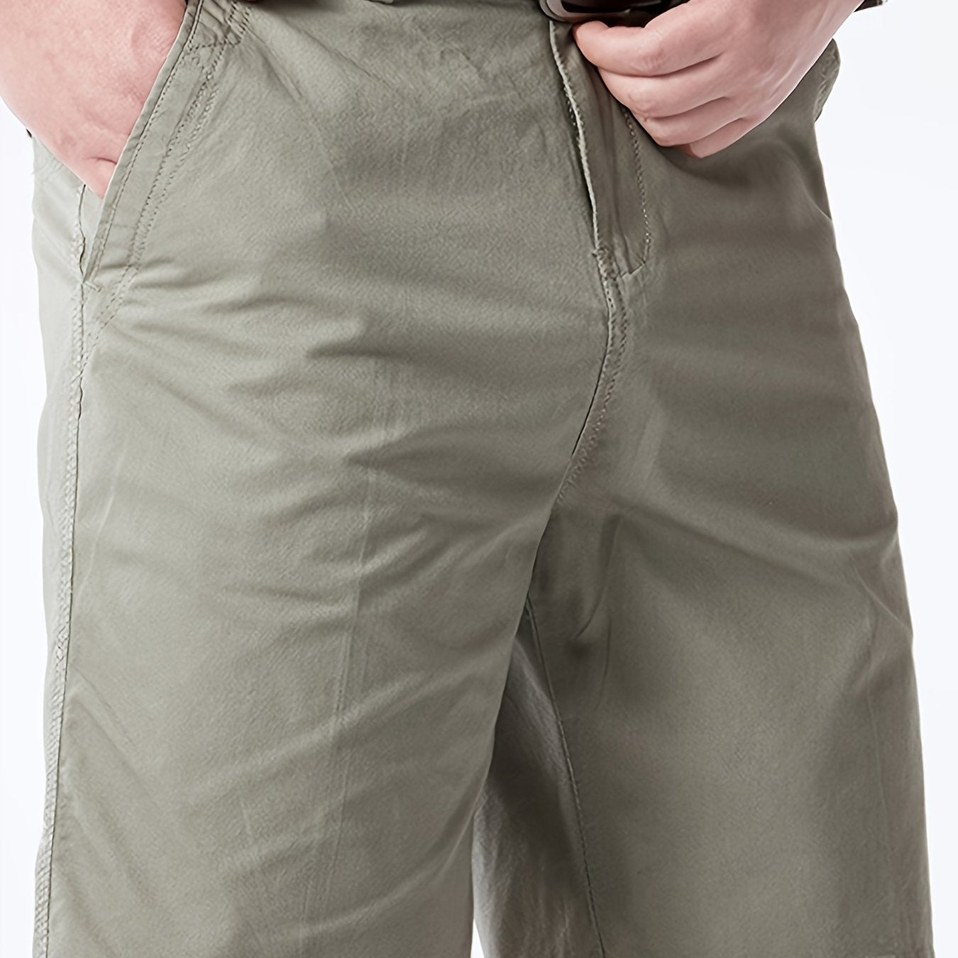 Men'S Cargo Shorts - Olive Green Non-Stretch Work Pants with Multiple Utility Pockets, Straight-Leg Mid-Thigh Length for Everyday & Professional Use - Durable Casual Outdoor Pants for Construction, Hiking, Travel - Non-Stretc