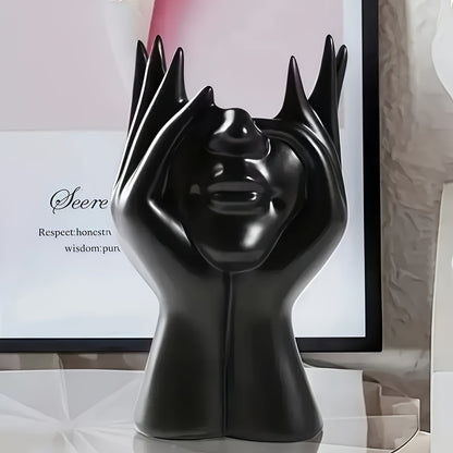 1pc, Unique Creative Body Art Makeup Brush Holder Pen Holder, Desktop Mounted Makeup Brush Storage Box, Decorative Resin Material Drop-Proof Design Statue Ornament, Lightweight Suitable for 11 Festivals, Plastic Material Hand