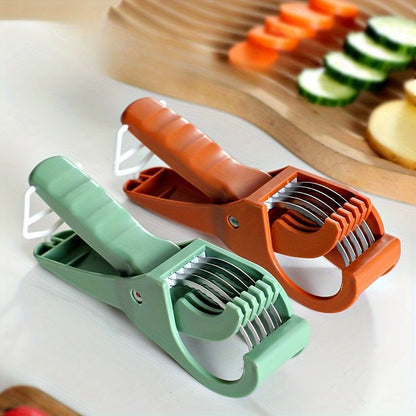 1pc Heavy-Duty Manual Vegetable & Fruit Slicer with Multi-Blade - Quick-Chop Technology, Sharp Stainless Steel Blade - Ergonomic Grip for Carrots, Potatoes, Cucumbers, Tomatoes, Apples - Compact Kitchen Tool for Home & - Easy