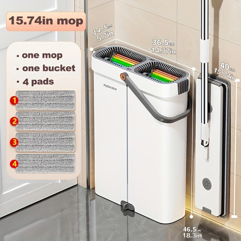 [Narrow Gap Magic] Hand-free Flat Mop And Bucket, Home Floor Cleaning, Recommended for Bedrooms, Living Rooms, Bathrooms, Kitchens, Patios, for Vinyl Wood And Tile Floors, Floor Cleaning, Cleaning Supplies, Cleaning Tools, Ho